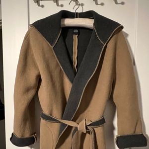 Gap belted hooded wrap coat
